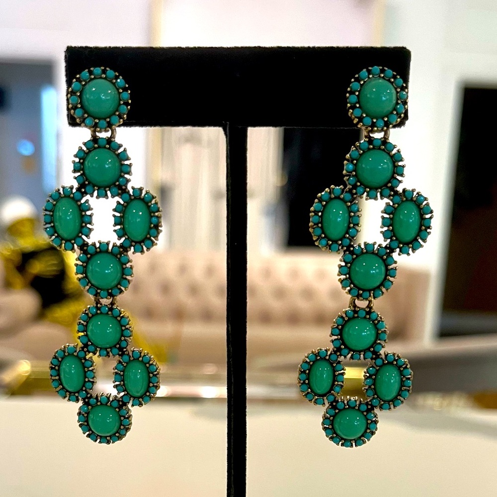 Vintage Stella & Dot Turquoise Tiered Drop Earrings. Can be worn 3ways. NWOT.